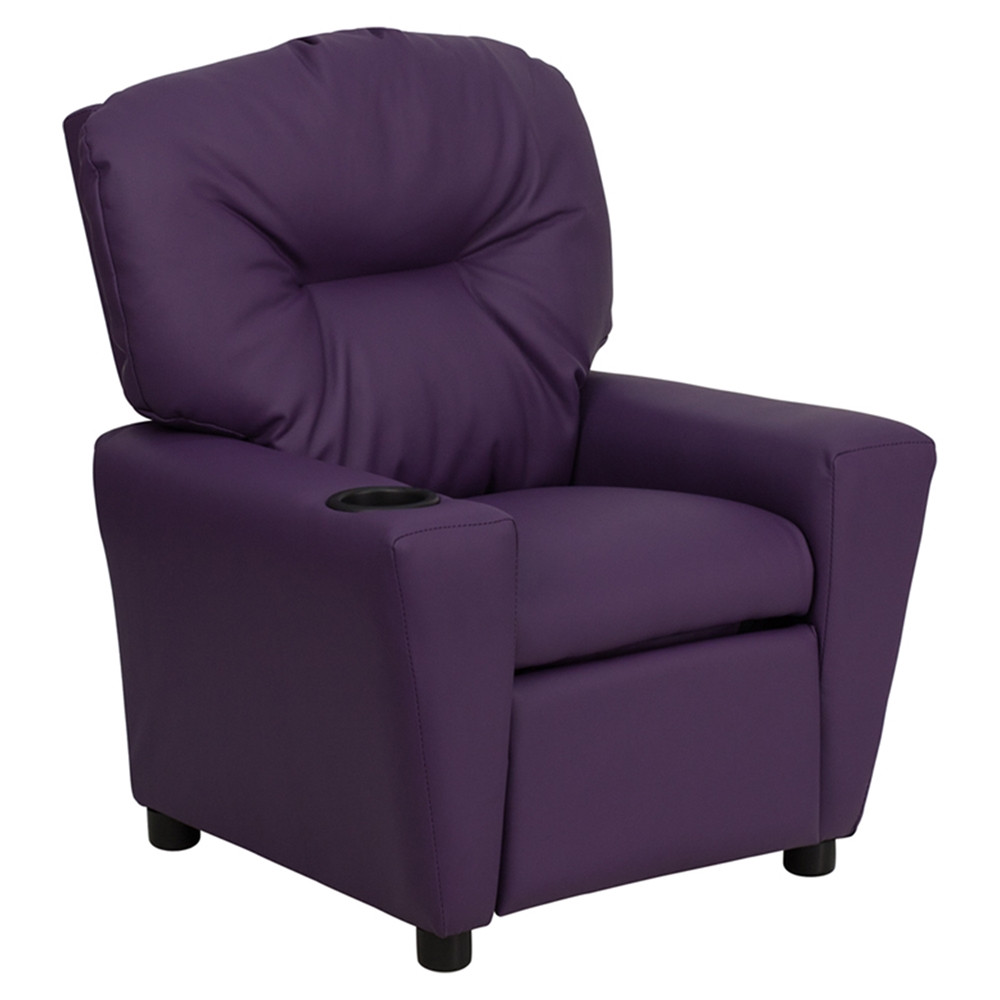 Purple Kids Chair
 Upholstered Kids Recliner Chair Cup Holder Purple