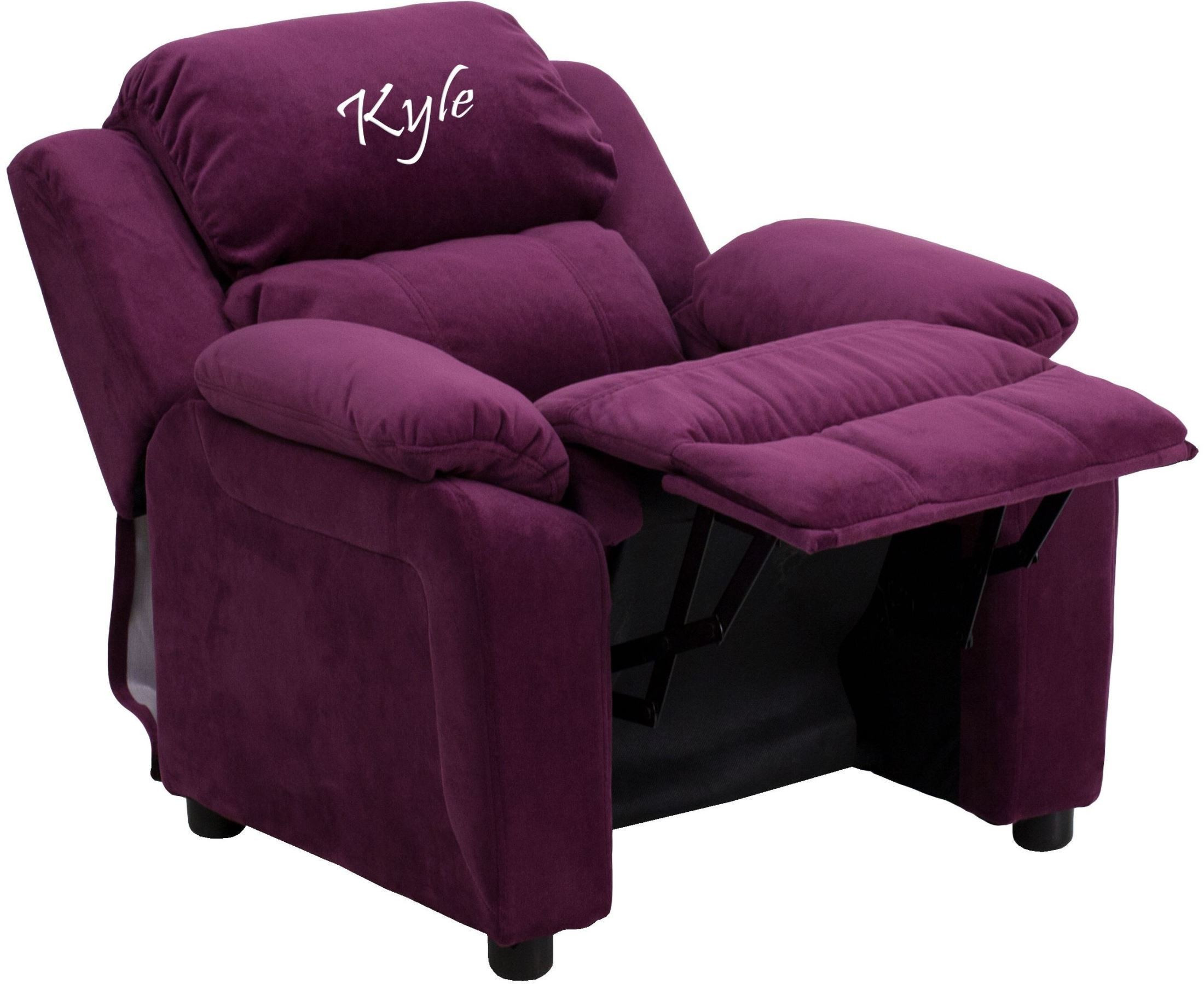 Purple Kids Chair
 Personalized Deluxe Padded Purple Microfiber Kids Recliner