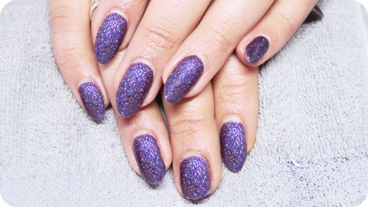 Purple Nails With Glitter
 Matte Purple Glitter nails with Gel Polish How to do