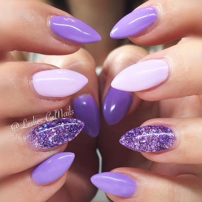 Purple Nails With Glitter
 27 Trendy Purple Nails Looks To Consider