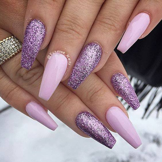 Purple Nails With Glitter
 56 Easy Glitter Nail Design Ideas for Sporting the Cool Look