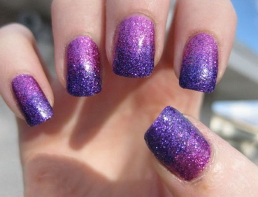 Purple Nails With Glitter
 Glitter Nails