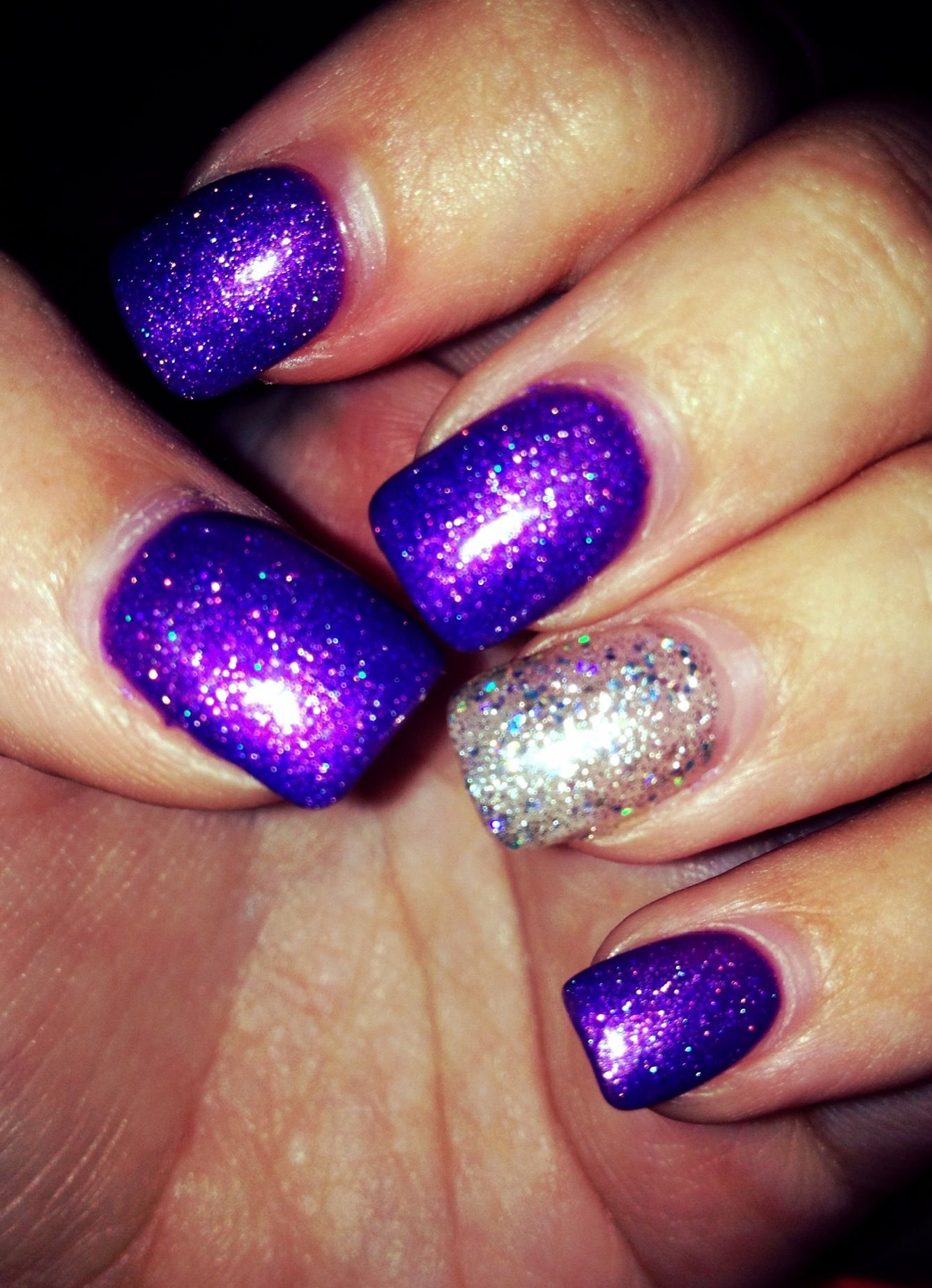 Purple Nails With Glitter
 Purple glitter nails Nails