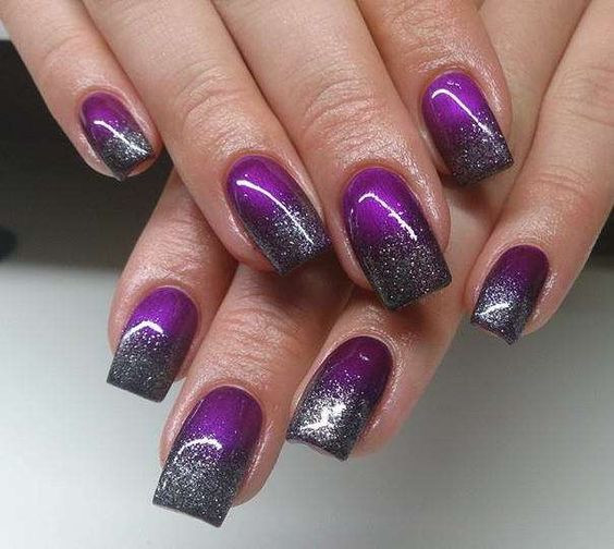 Purple Nails With Glitter
 Stunning Purple Nail Designs for 2019
