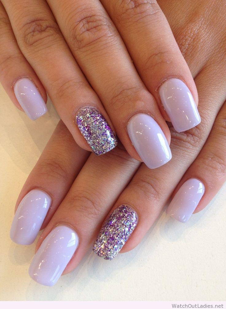 Purple Nails With Glitter
 Trendy Purple Nail Art Designs Easyday