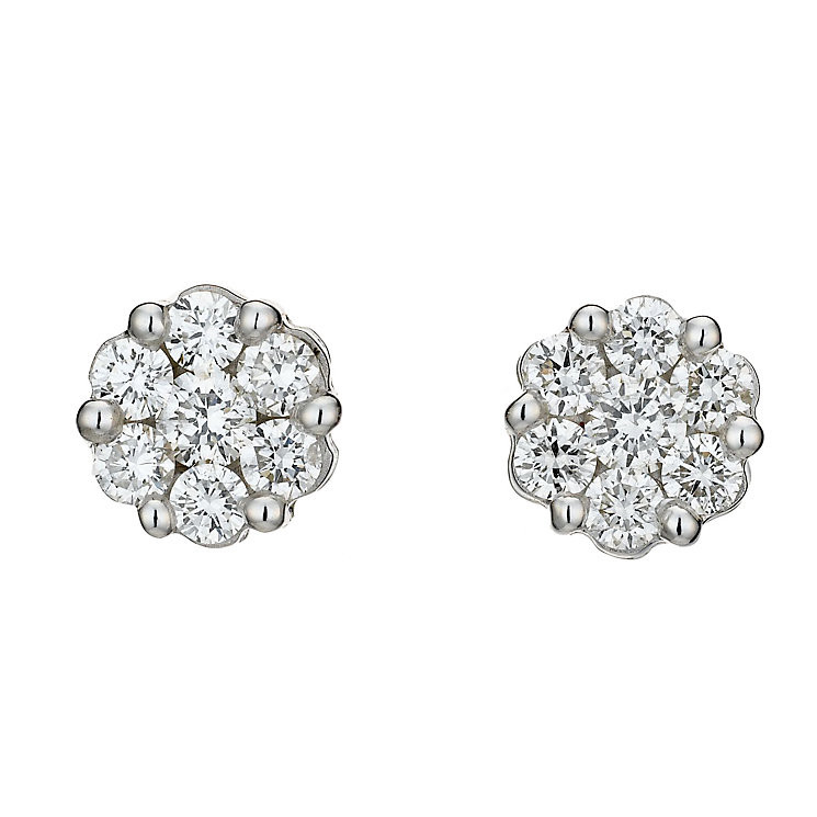 Quarter Carat Diamond Earrings
 9ct white gold three quarter carat diamond cluster