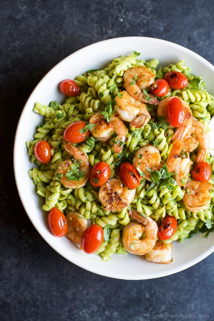 Quick And Healthy Dinner Ideas
 Chimichurri Avocado Pasta with Pan Seared Shrimp Easy