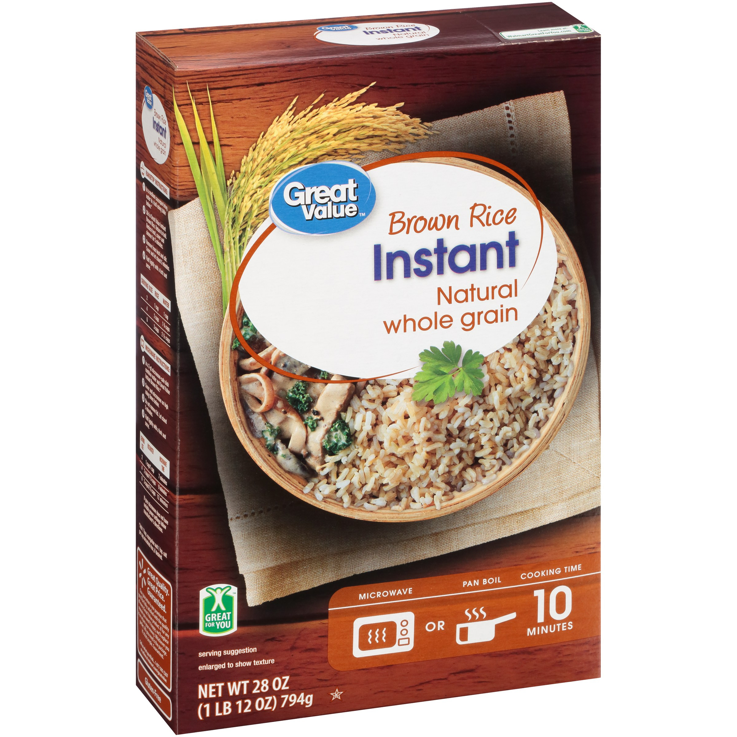 Quick Brown Rice
 3 pack Great Value Instant Brown Rice 28 oz Walmart