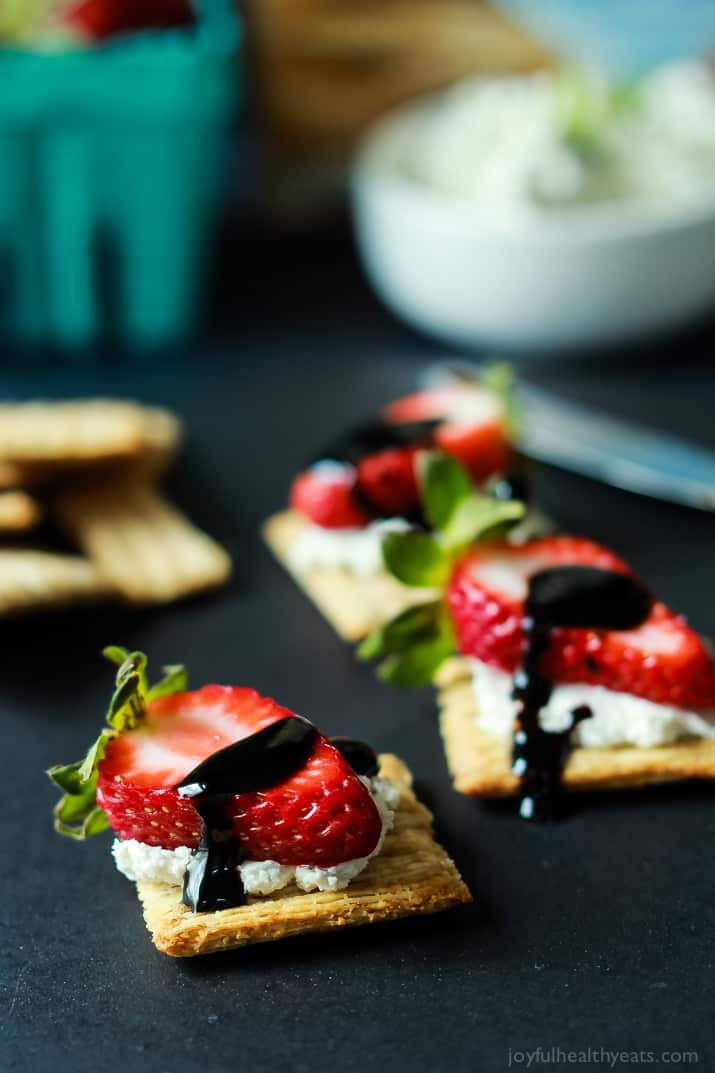 Quick Healthy Appetizers
 Easy Strawberry Goat Cheese Bites with Balsamic Reduction