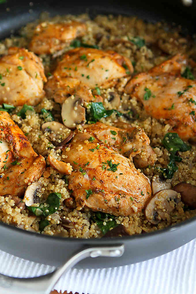 Quinoa Dinner Ideas
 e Pot Chicken Quinoa Mushrooms & Spinach Easy Dinner