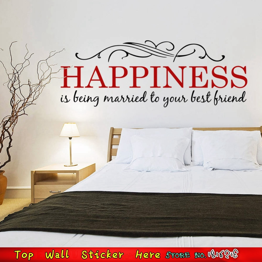 Quotes For Bedroom Wall
 Happiness MARRIED Love Family Quotes Wall Stickers For