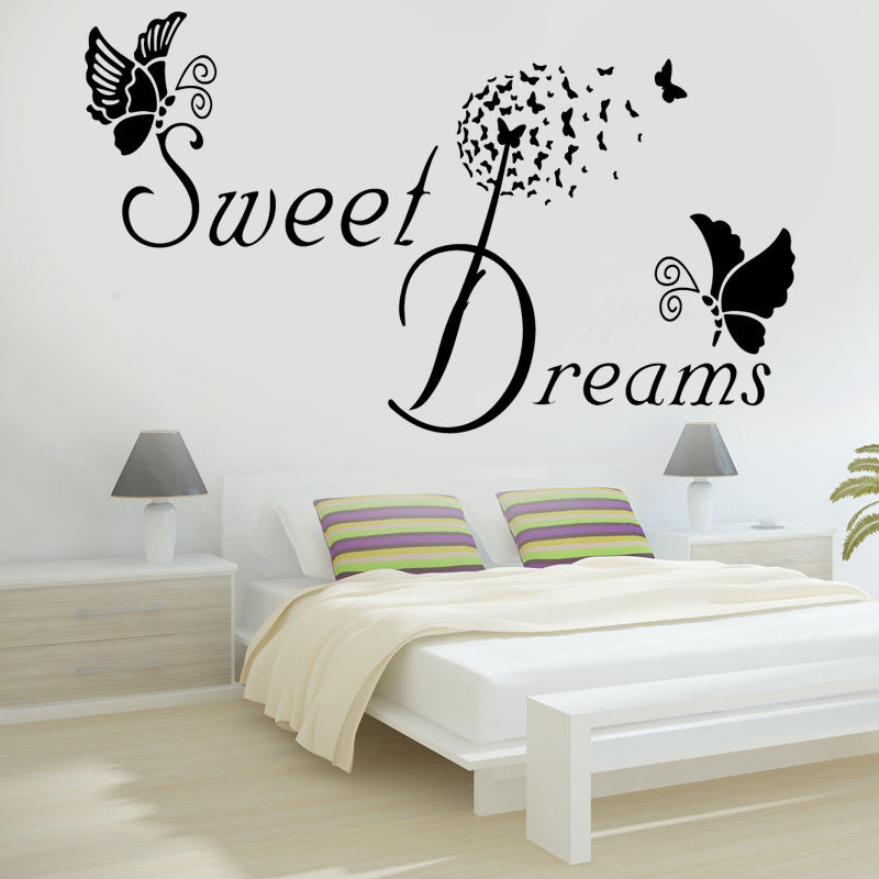 Quotes For Bedroom Wall
 SWEET DREAMS Butterfly LOVE Quote Wall Stickers Bedroom