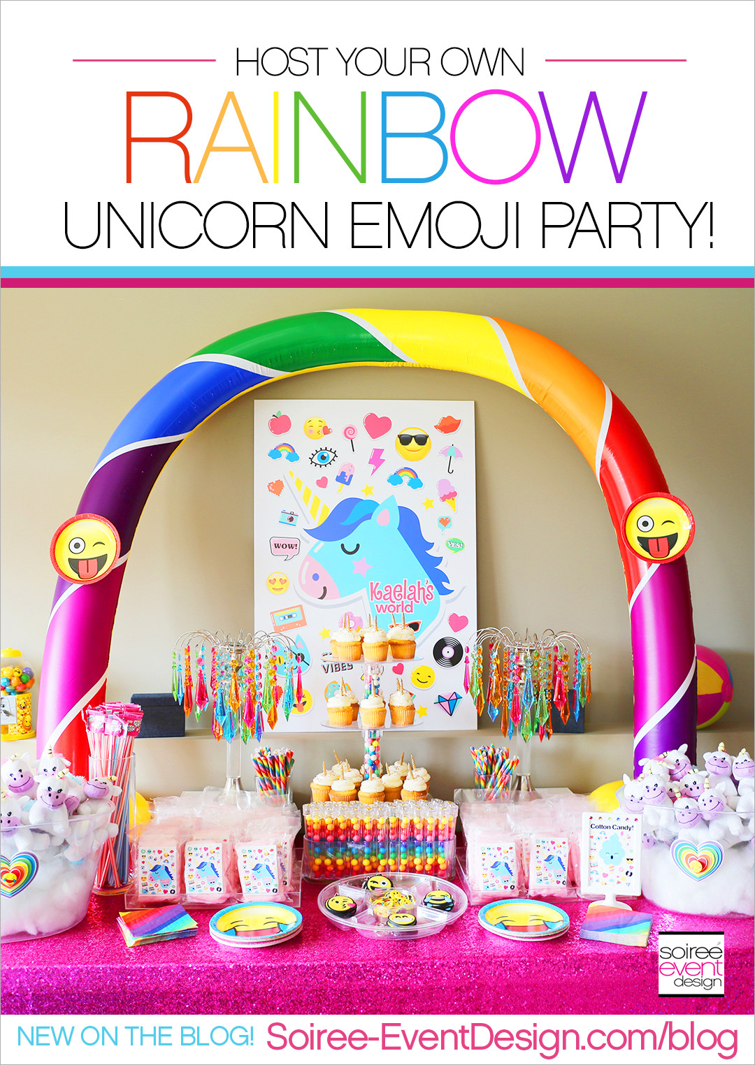 Rainbow And Unicorn Party Ideas
 Rainbow Unicorn Emoji Party Ideas Soiree Event Design