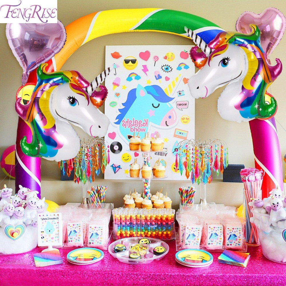 Rainbow And Unicorn Party Ideas
 FENGRISE Rainbow Unicorn Party Decoration Aluminum Star