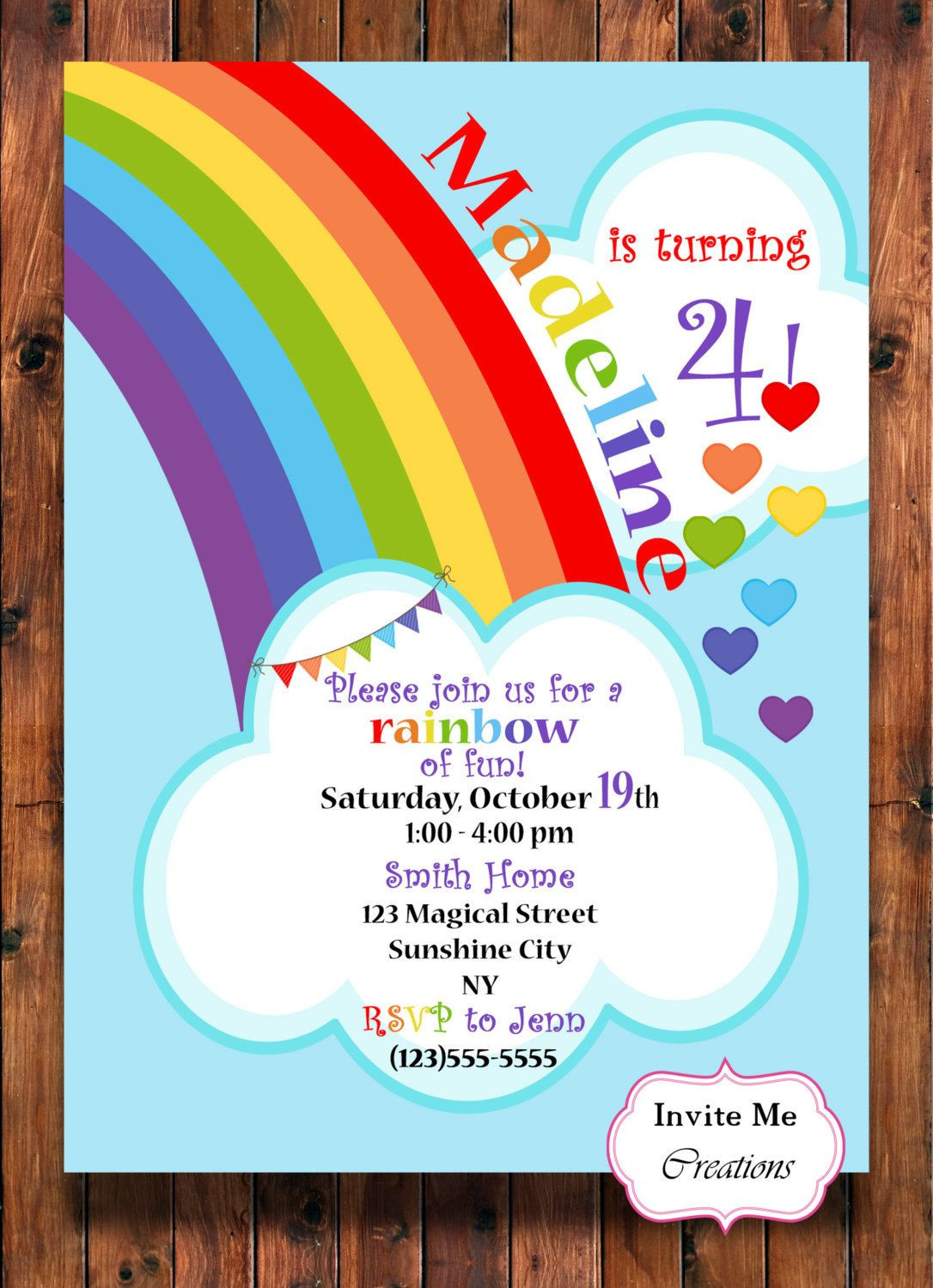 Rainbow Birthday Invitations
 Featured ETSY Products