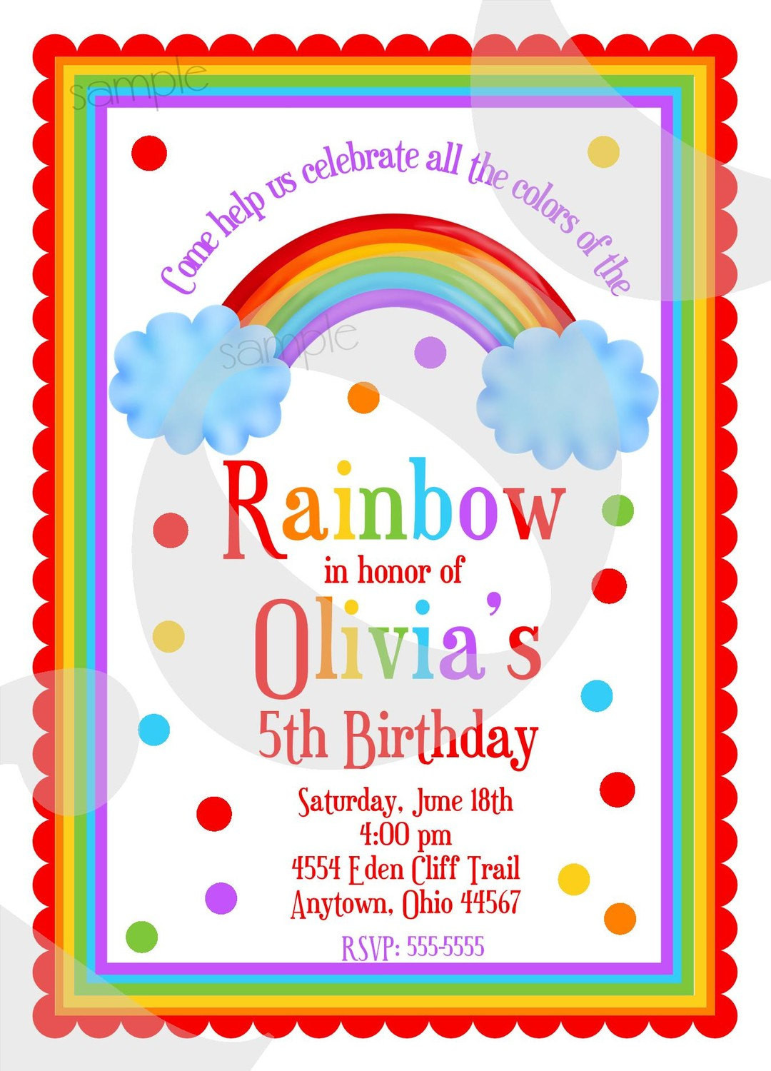 Rainbow Birthday Invitations
 Rainbow birthday invitations Rainbow Birthday Party