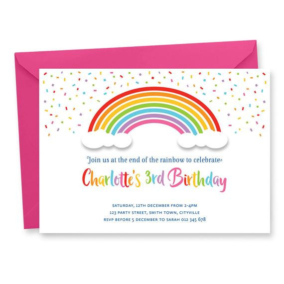 Rainbow Birthday Invitations
 Rainbow Birthday Party Invitation Digital Printable