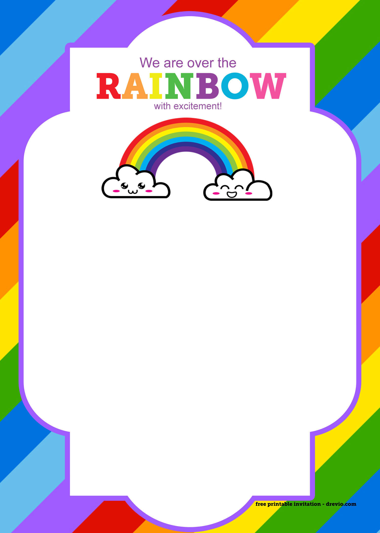 Rainbow Birthday Invitations
 FREE Printable Rainbow Invitation Template Thank You