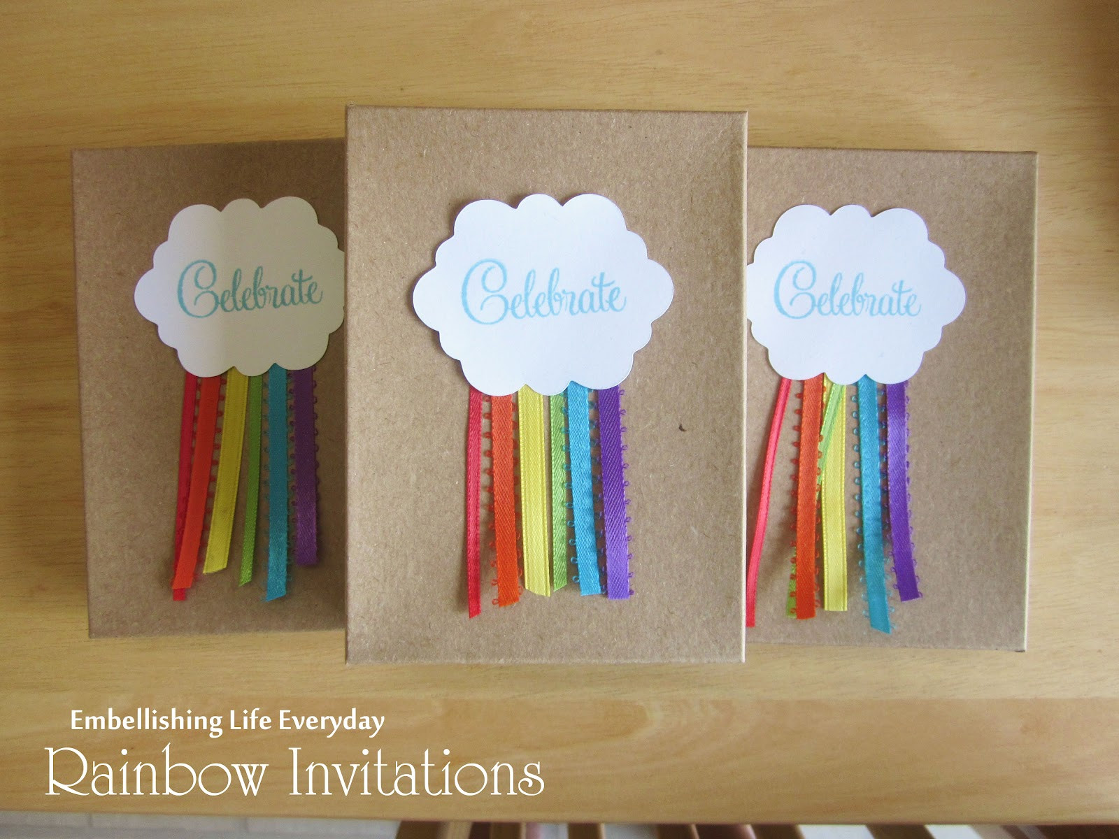 Rainbow Birthday Invitations
 Embellishing Life Rainbow Invitation