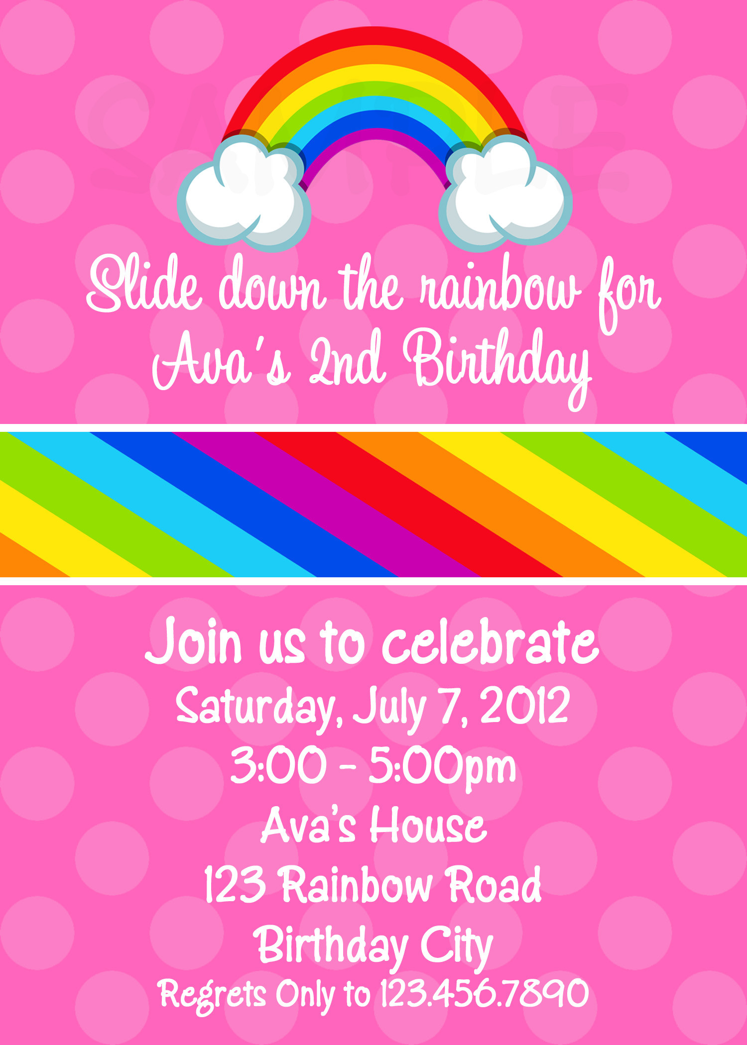 Rainbow Birthday Invitations
 Printable Birthday Invitations Girls Rainbow Party