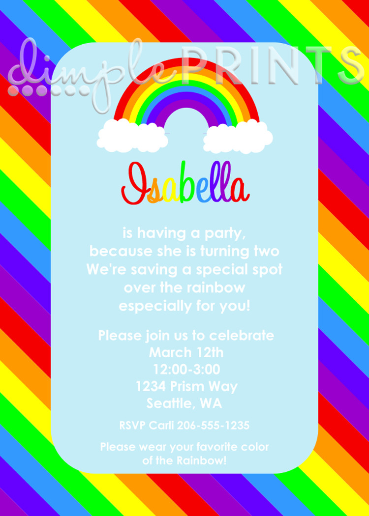 Rainbow Birthday Invitations
 Rainbow Printable Birthday Invitation Dimple Prints Shop