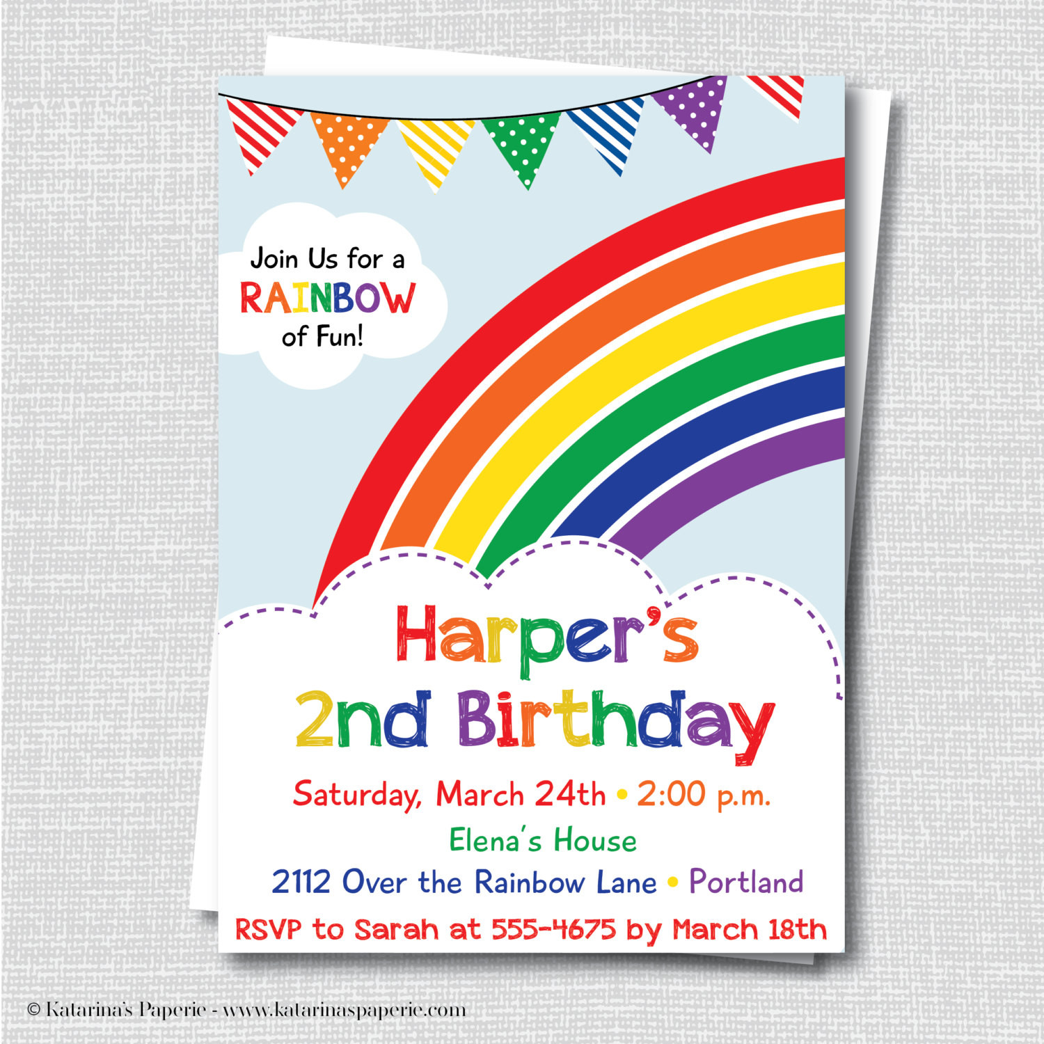 Rainbow Birthday Invitations
 Colorful Rainbow Birthday Party Invitation Rainbow Themed