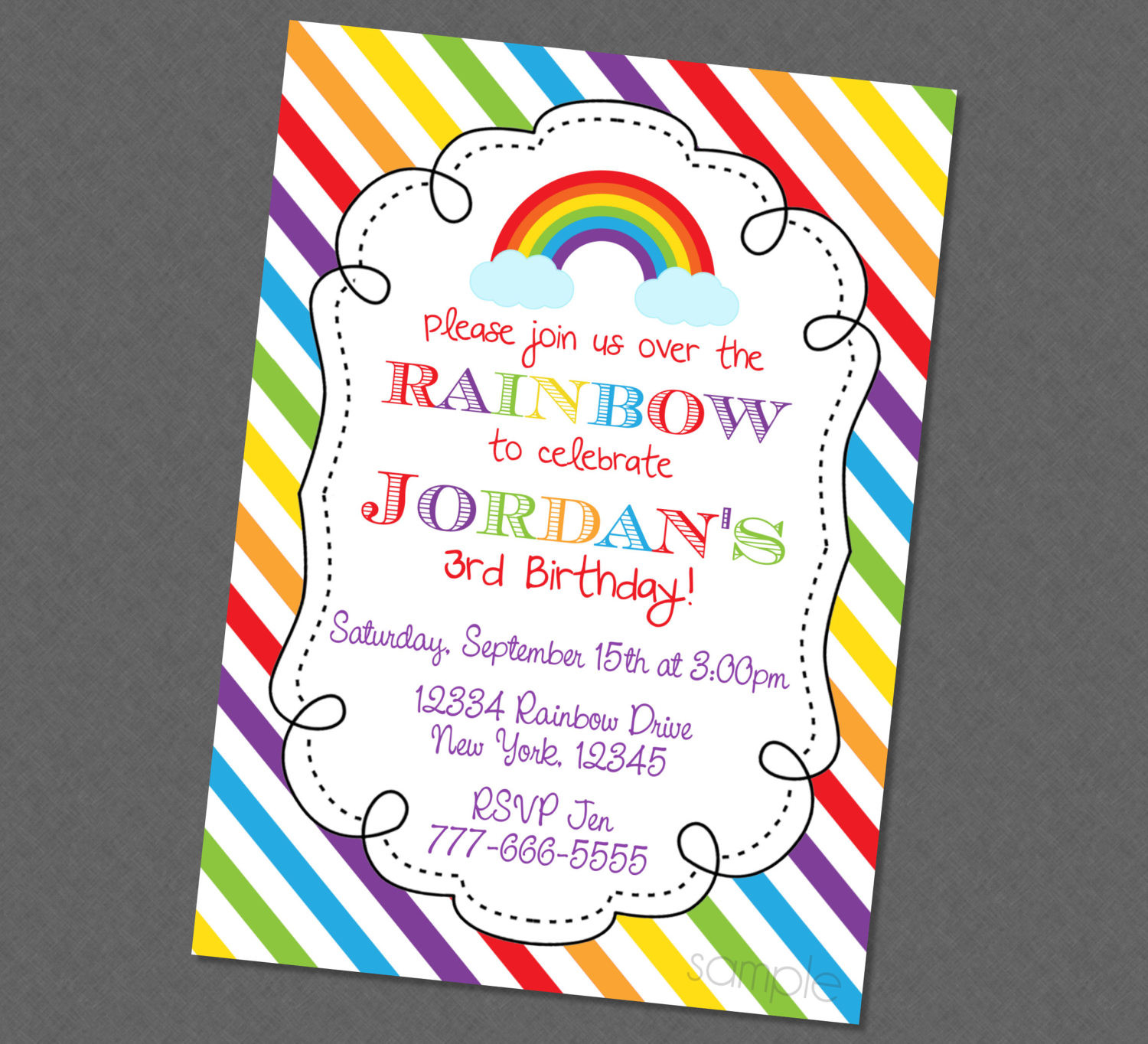 Rainbow Birthday Invitations
 Over The Rainbow Birthday Invitation Rainbow Birthday