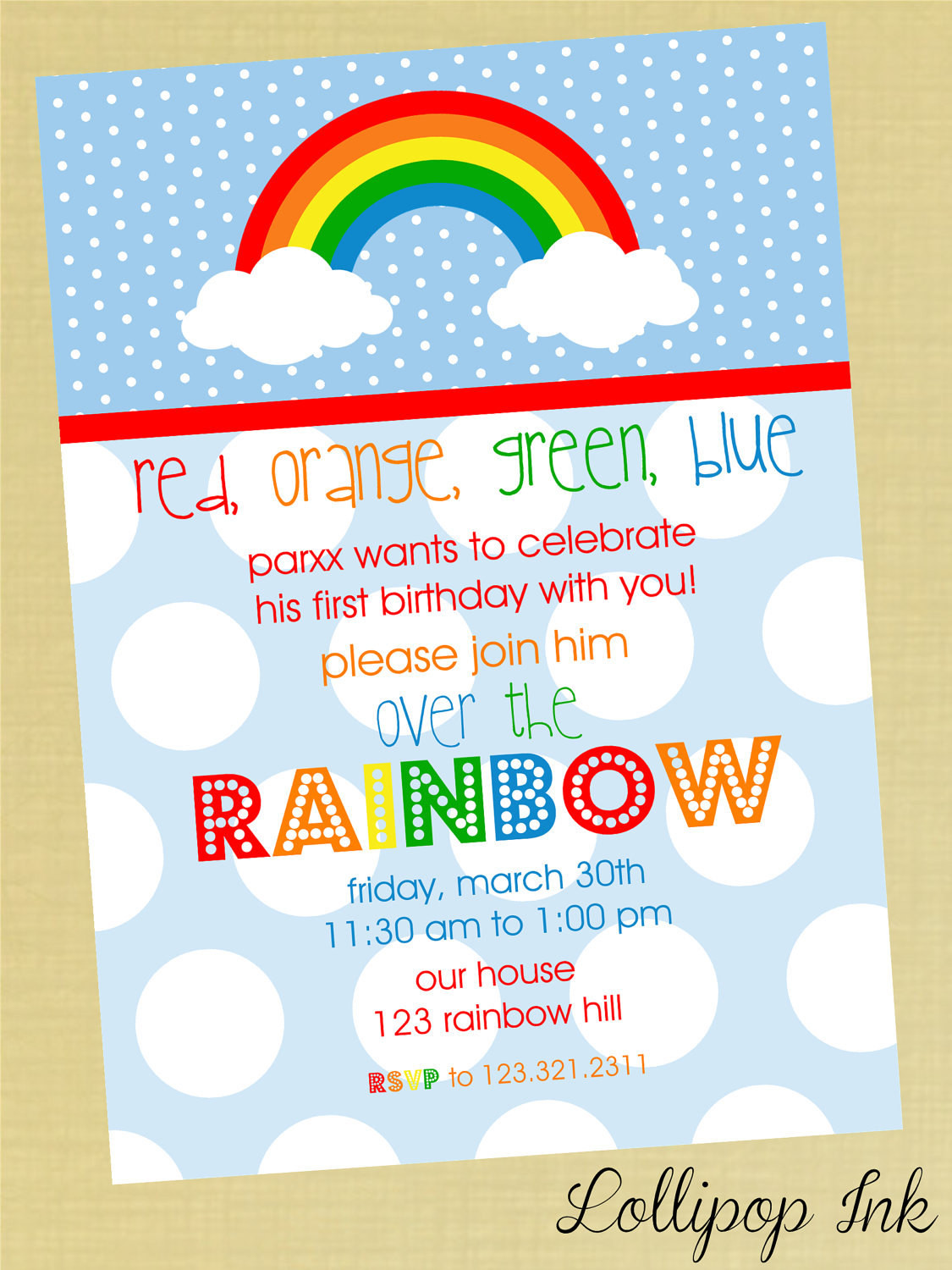 Rainbow Birthday Invitations
 RAINBOW Boy Printable Birthday Invitation Rainbow by