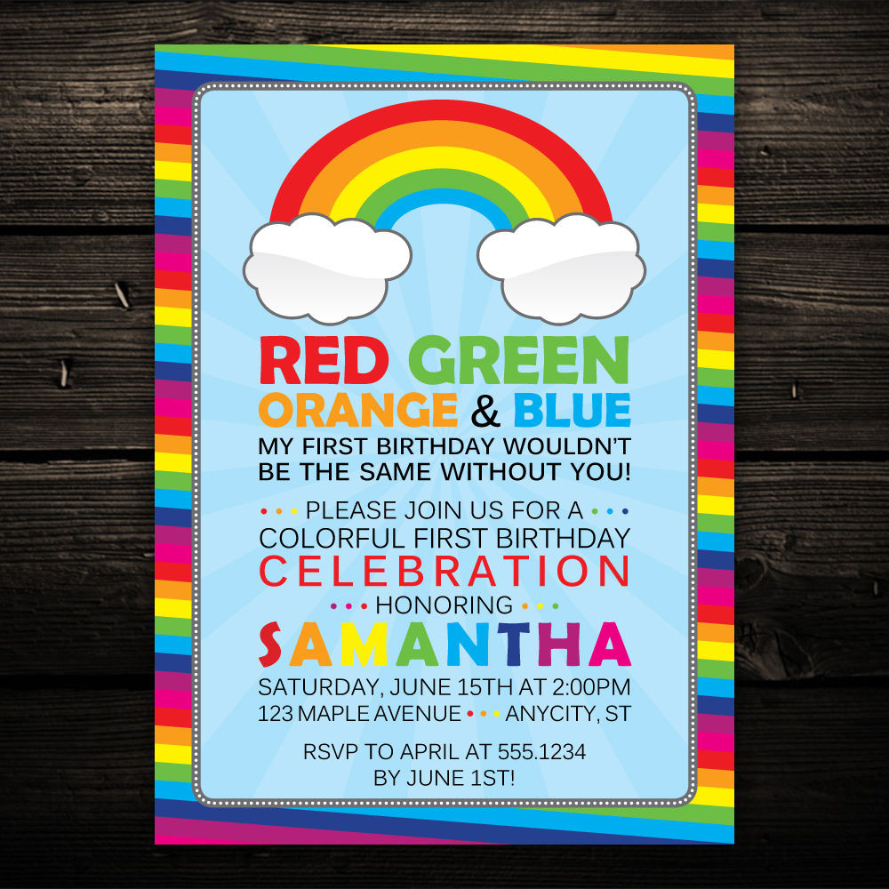 Rainbow Birthday Invitations
 Radiant Rainbow Printable Baby Shower or Birthday