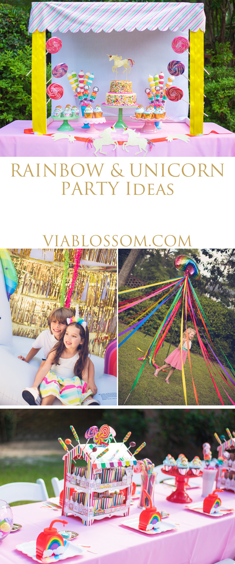 Rainbows And Unicorns Pool Party Ideas
 Rainbow and Unicorn Birthday Party Via Blossom