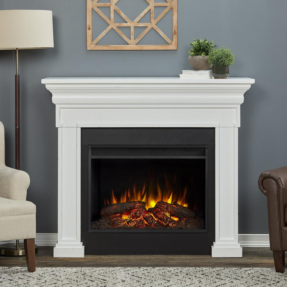 Real Flame White Electric Fireplace
 Real Flame Emerson Grand 56 in Freestanding Electric