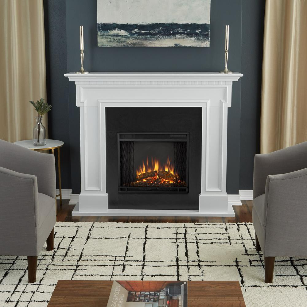 Real Flame White Electric Fireplace
 Real Flame Thayer 54 in Electric Fireplace in White 5010E