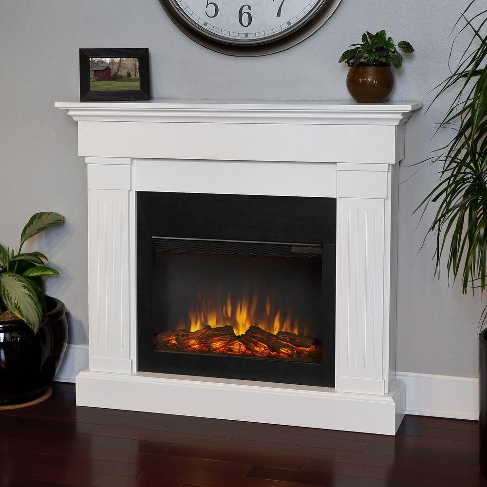 Real Flame White Electric Fireplace
 Real Flame Crawford 47 in Slim Line Electric Fireplace in