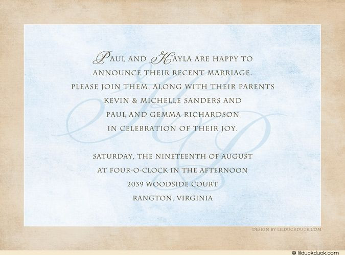 Reception Invitation Wording After Private Wedding
 Reception ly Invitation Wording