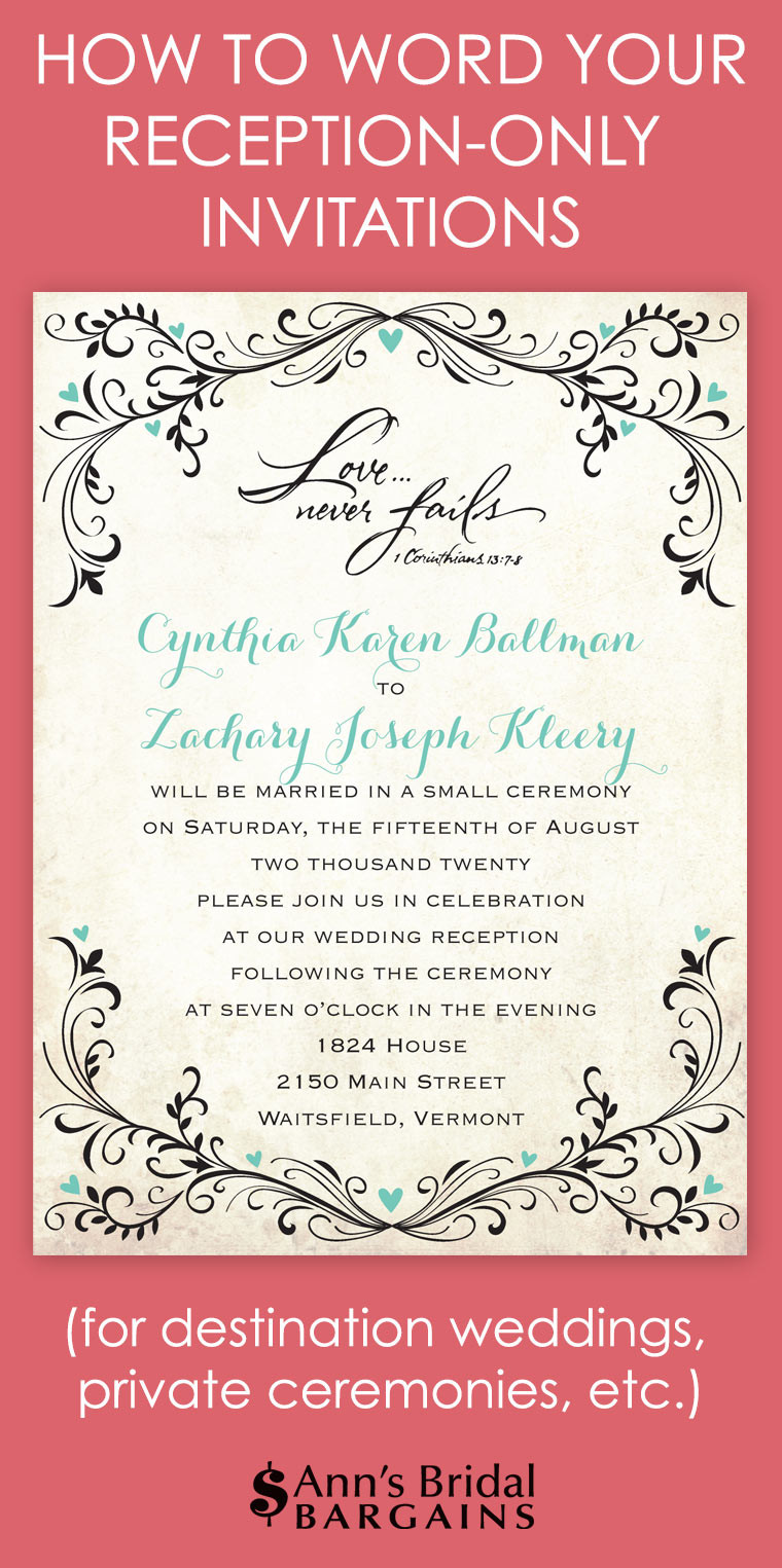 Reception Invitation Wording After Private Wedding
 How To Word Your Reception ly Invitations