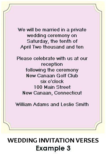 Reception Invitation Wording After Private Wedding
 Invitation Wording – private ceremony Weddingbee
