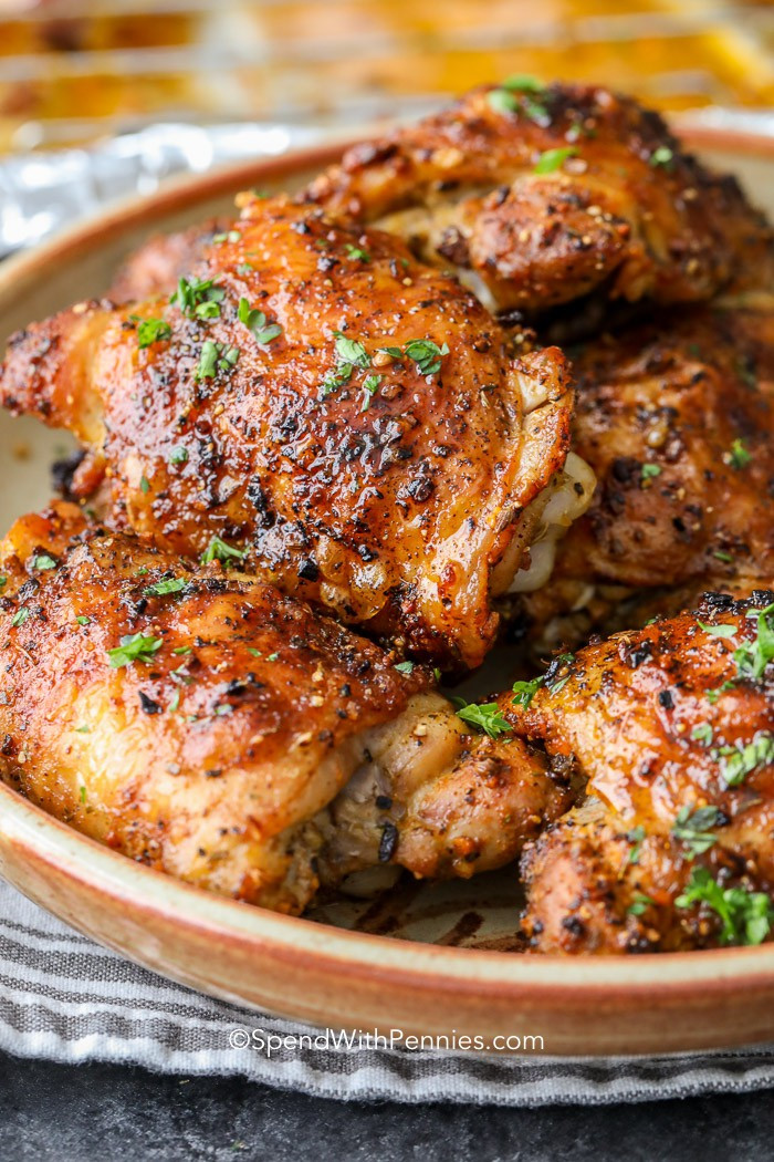 Recipe Baked Chicken Thighs
 Crispy Baked Chicken Thighs Perfect every time Spend