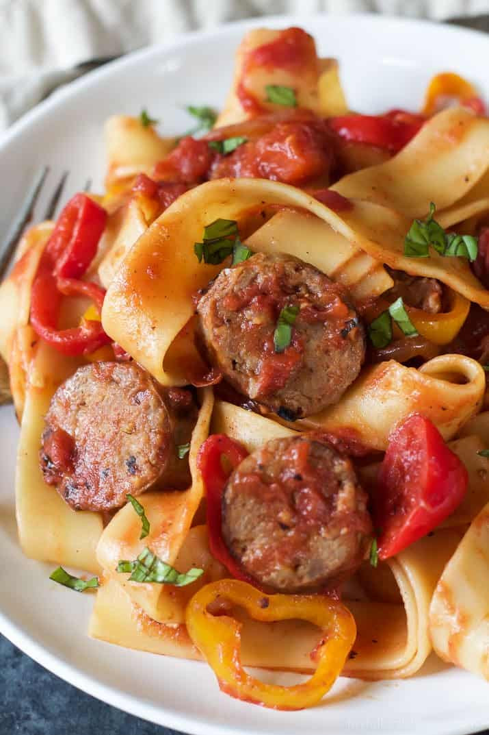 Recipes For Italian Sausage
 Tomato Pappardelle Pasta with Italian Sausage and Peppers