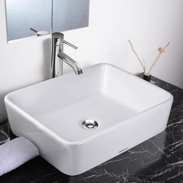 Rectangle Sink Bathroom
 Aquaterior 18" Rectangle Porcelain Ceramic Vessel Sink w