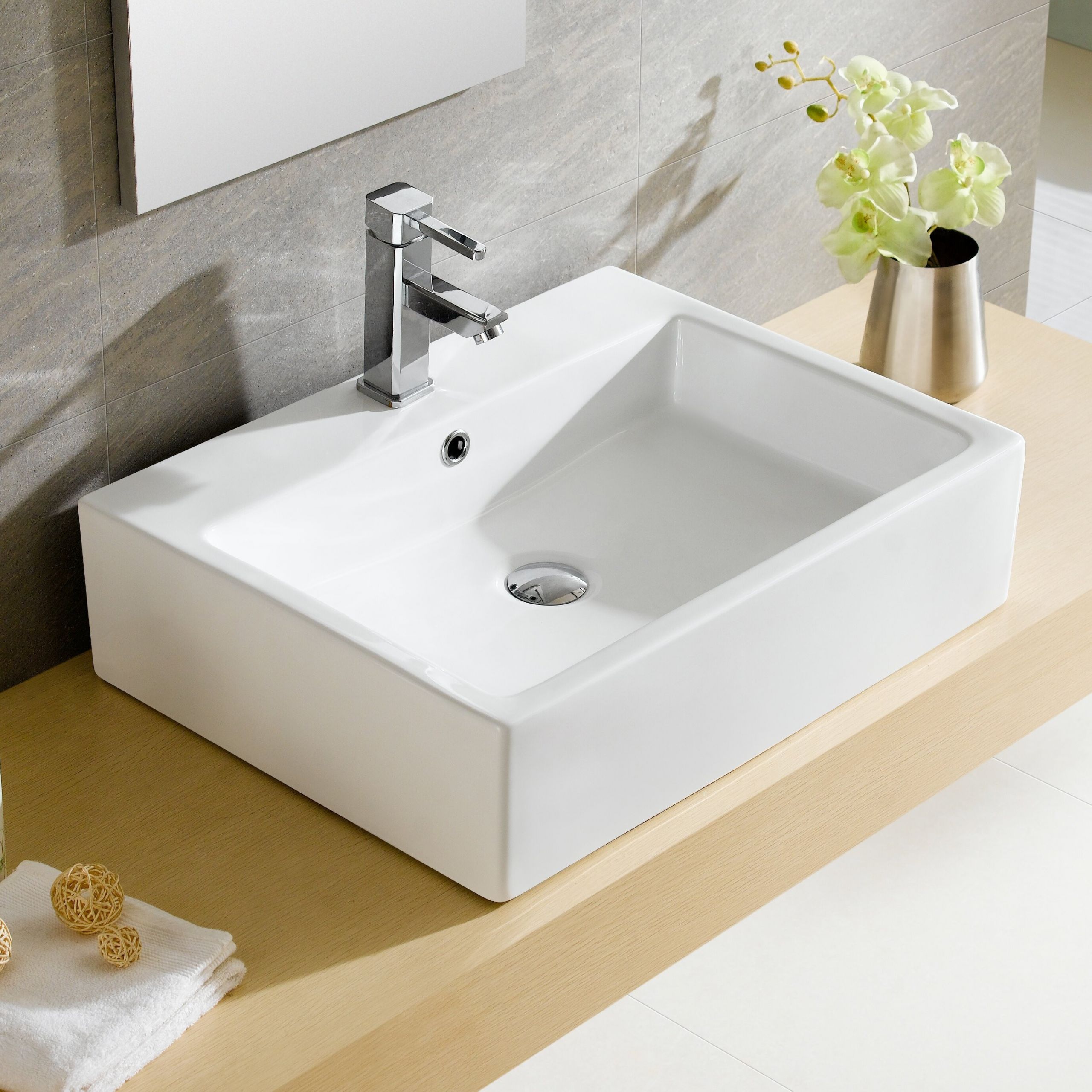 Rectangle Sink Bathroom
 Fine Fixtures Modern Vitreous Rectangular Vessel Bathroom
