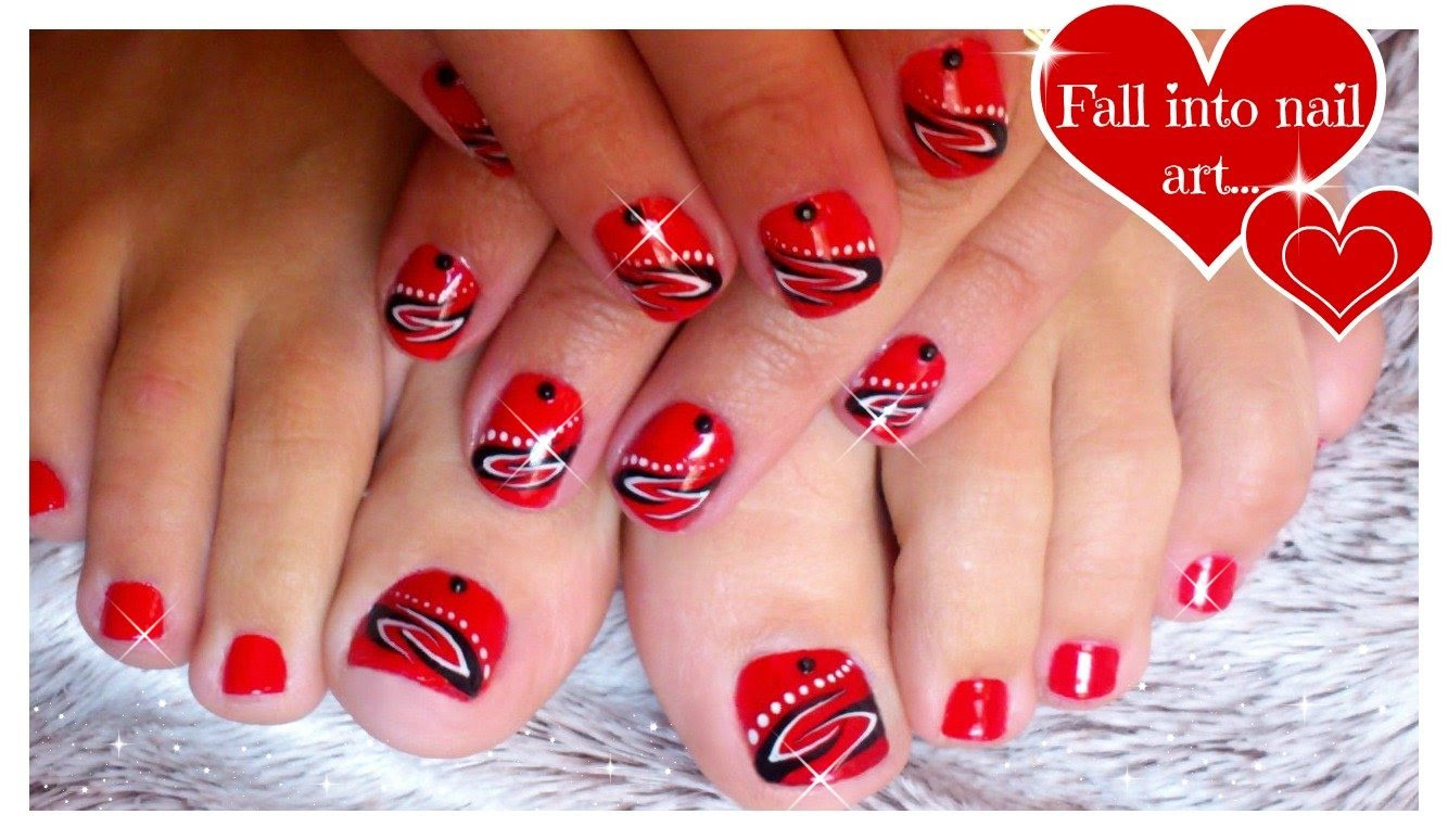 Red And Black Toe Nail Designs
 Simple And Easy Nail Art Design Tutorials For Short Finger