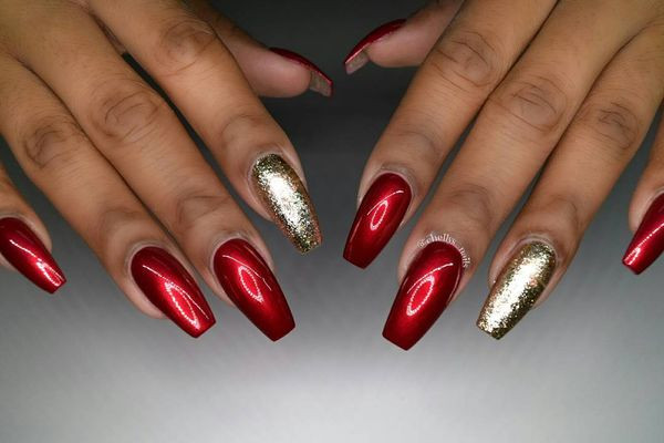 Red And Gold Nail Designs
 36 Red Nails Designs for Women of All Ages