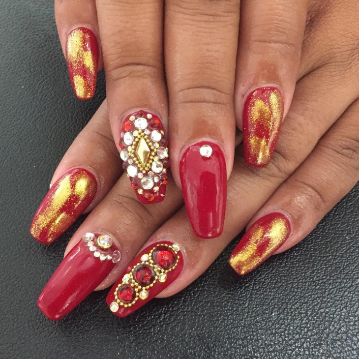 Red And Gold Nail Designs
 21 Red Nail Art Designs Ideas