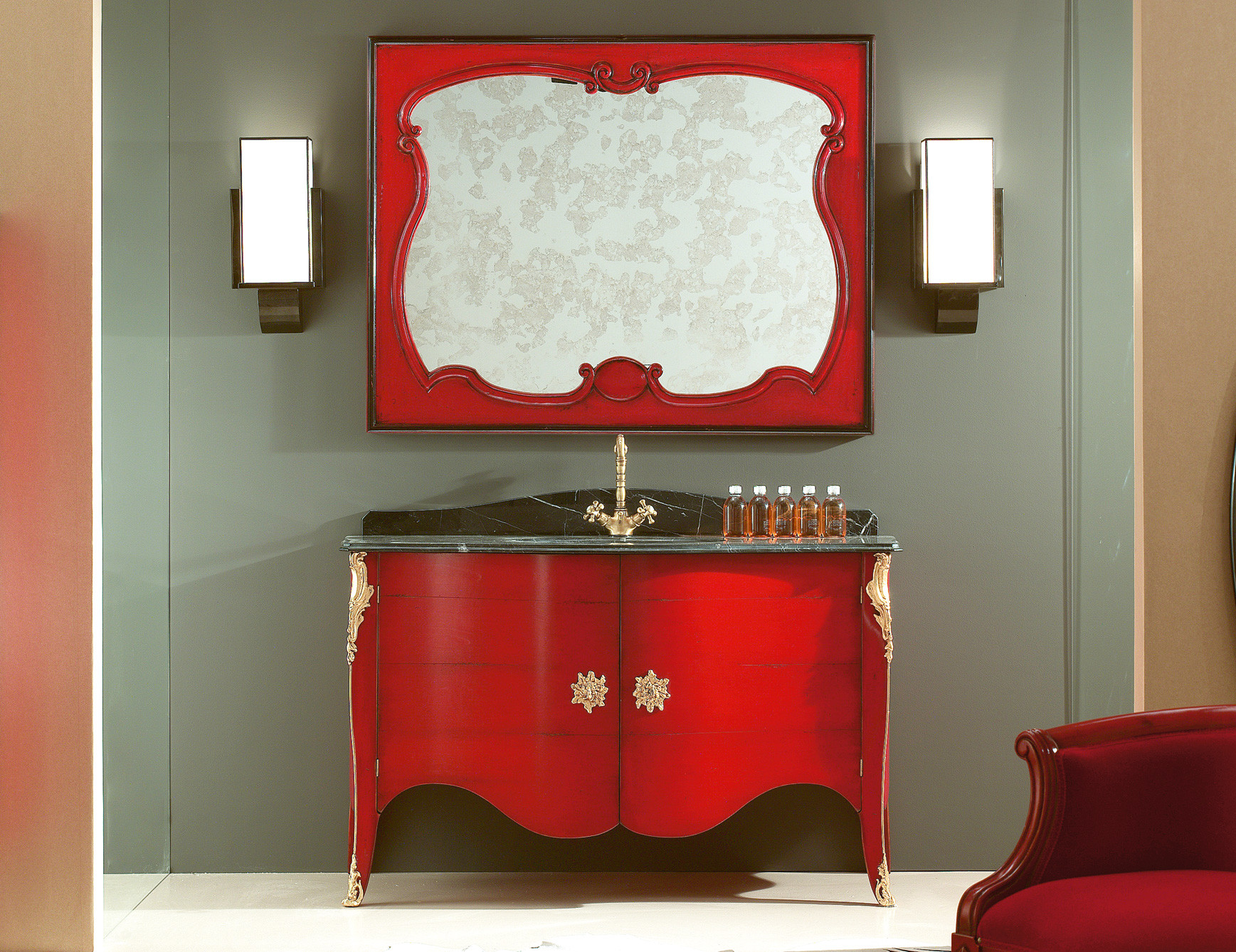 Red Bathroom Vanity
 Ivory & Ebony Vanity BC006 French Italian Bathroom Vanity