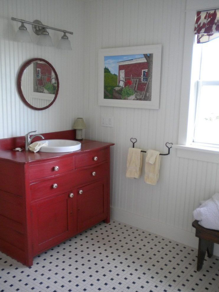 Red Bathroom Vanity
 Red Bathroom Vanity Farmhouse with Designs Handle Sink