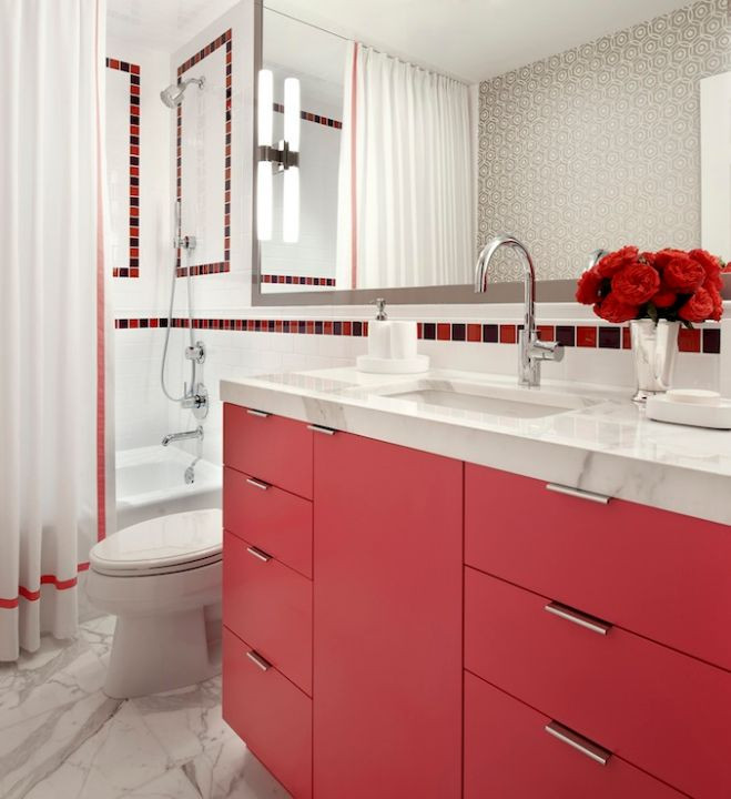 Red Bathroom Vanity
 Be Inspired To Paint Your Bathroom Vanity a non neutral