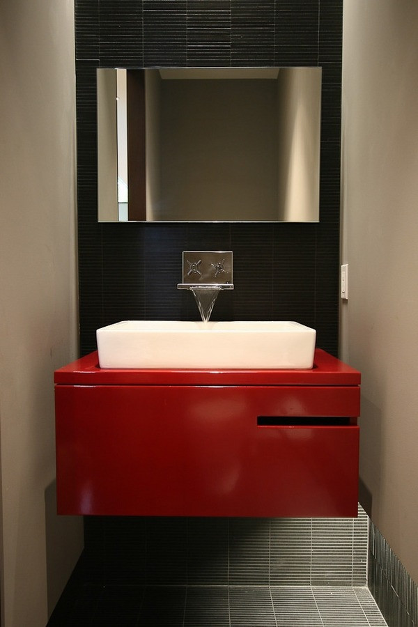 Red Bathroom Vanity
 Modern Bathroom faucets – fashionable and unique detail