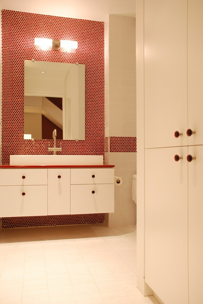 Red Bathroom Vanity
 red bathroom vanity contemporary with lighting nickel lights