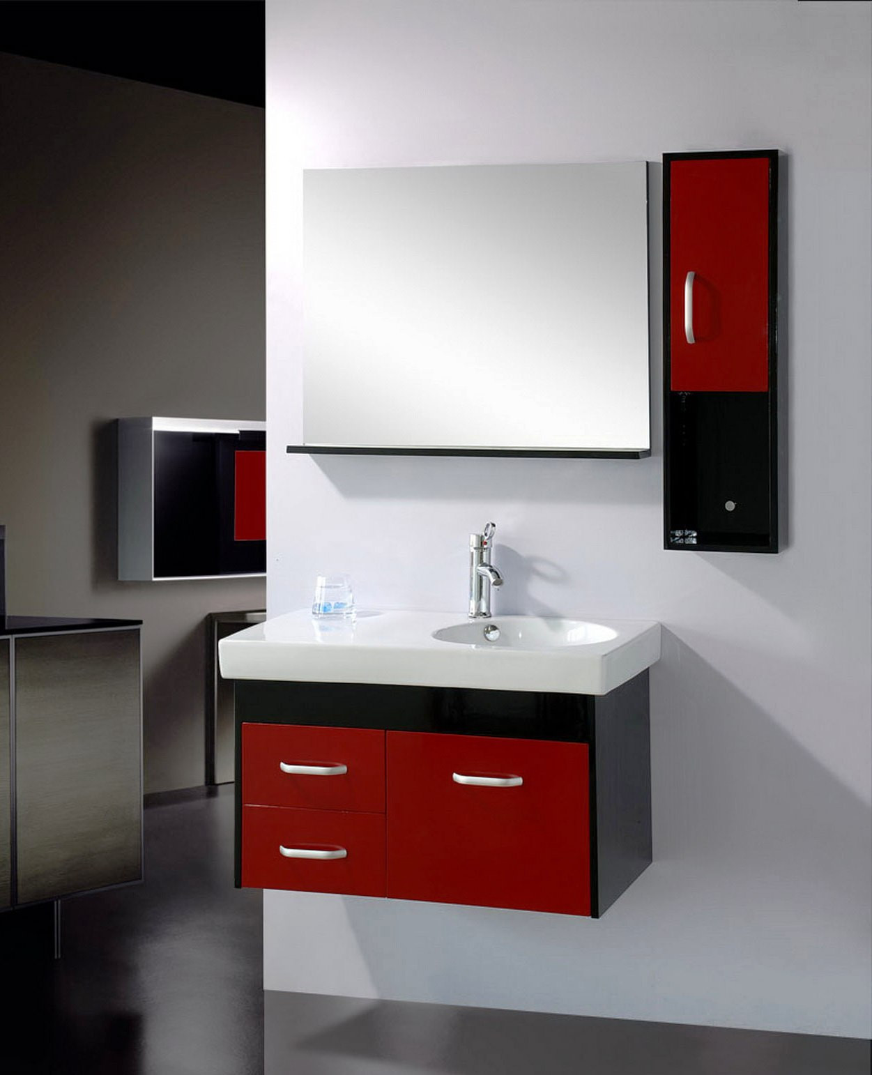 Red Bathroom Vanity
 IKEA bathroom vanity units with red colour Home Design