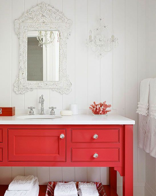 Red Bathroom Vanity
 25 Ways To Add Color To Your Bathroom Without Going